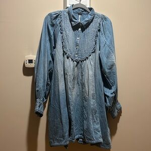 Free People Arabella Denim Babydoll Dress - Size L